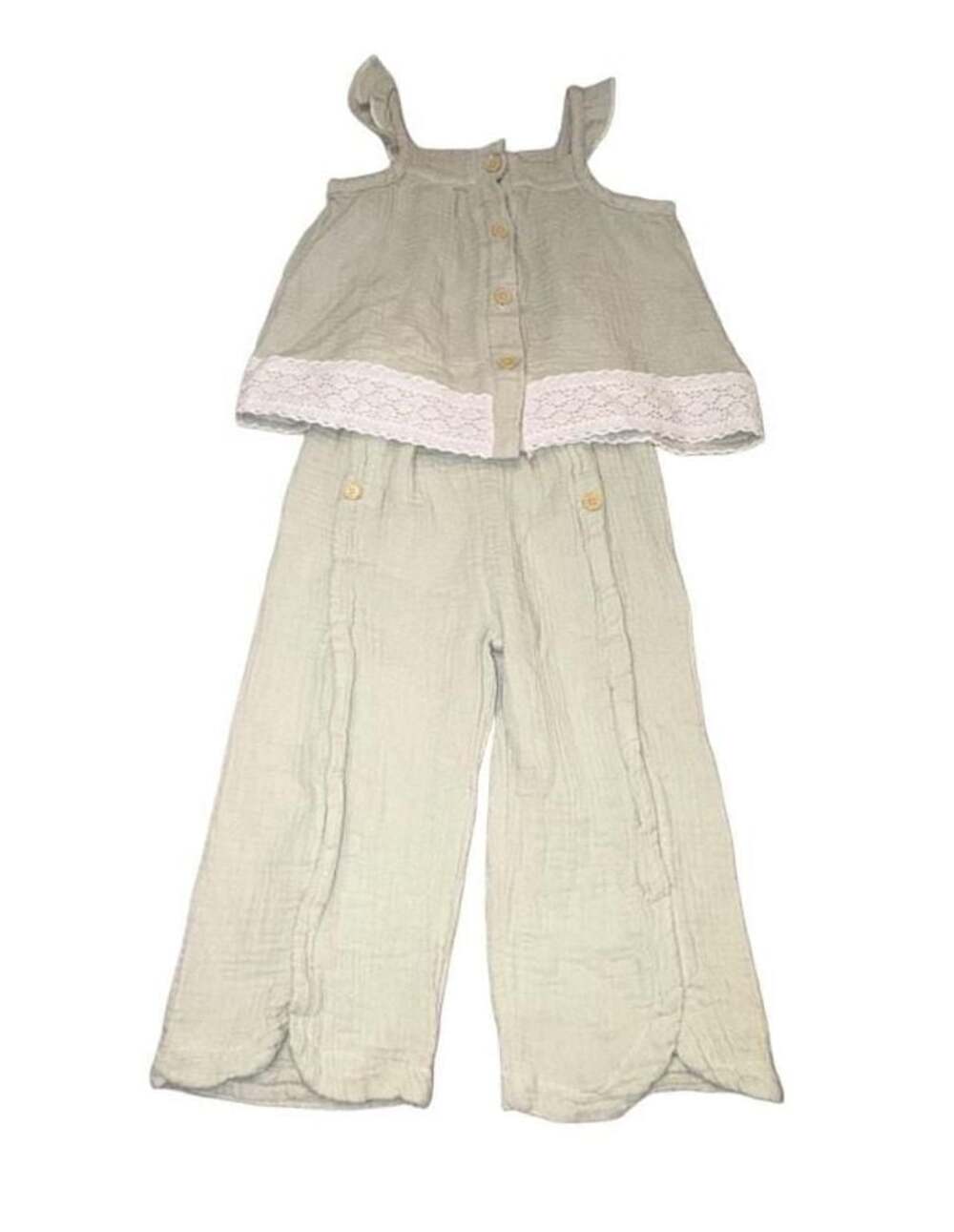 RZ by Rachel Zoe Girls Sage Green Muslin 2-Piece Outfit Set Size 3T